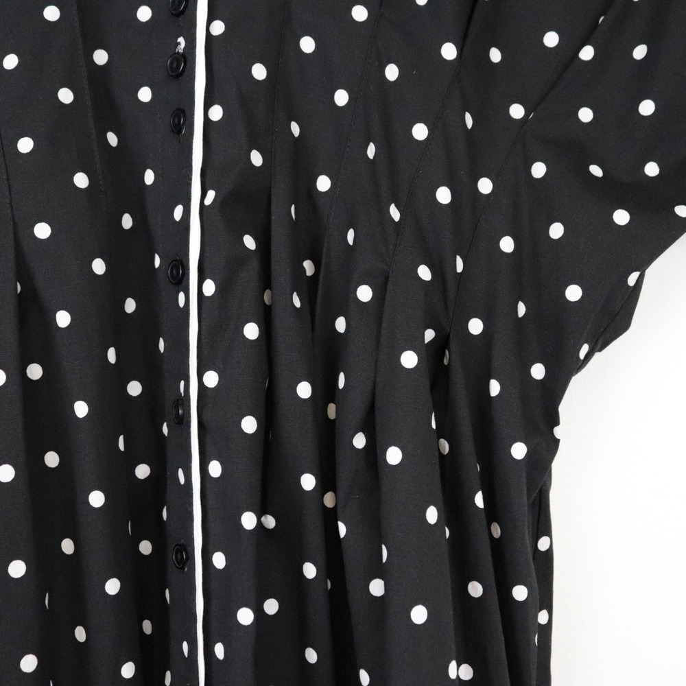 NWT Anthropologie Exquise The Tobie Shirt Dress Black White Polka Dot XL Midi - Picture 6 of 12